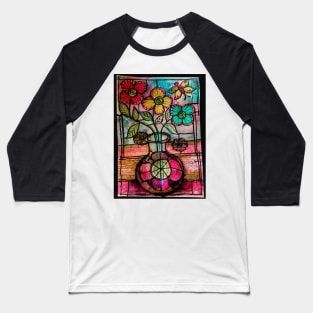 Three Jewels Flower Mandala Baseball T-Shirt